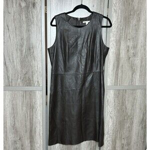 Banana Republic Genuine Leather Chocolate Brown Sleeveless Sheath Dress Size 14